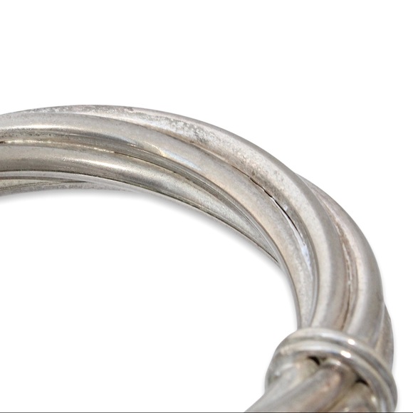 Vintage Twisted Cable Bangle Bracelet Silver Tone Tube Twist Extra Thick / Wide - Picture 3 of 6